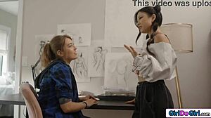 asian coed lulu chu seduces babysitter electra rayne for licking