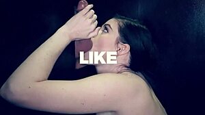 redhead inked milf gags on cocks at gloryhole swallowing loads!