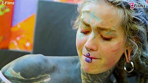 tattoo artist pornstar endures hard anal ass to mouth and facial cumshot