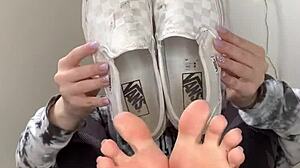 wanna see this serbian girl kick off sneakers bare feet?