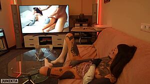 Naughty Brunette Begs Stepdad Punish Shaved Pussy With Rough Deepthroat Facial