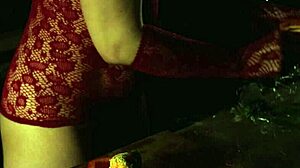 Housewife hairy pussy closeup while naked cooking big cock