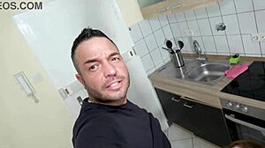 Skinny 18+ Latina Slut Gives Sloppy First Deepthroat in Kitchen