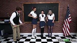 cum swap after detention three tight teen pussies share one lucky cock