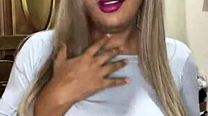 damn this trans babe milks huge load at home