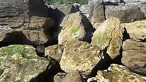 African beach prostitute shows off her good shaking ass!