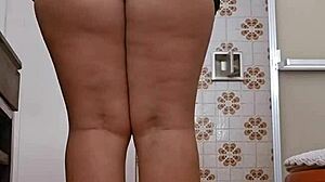 Amateur flashing big ass while getting ready for first job