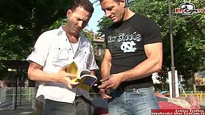 hairy asian street pickup bends for rough anal threesome!