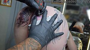 tattooed beauty starts day shifting anal piercing adventure