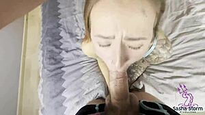 step brother pounds her pussy till it squirts all over his huge cock