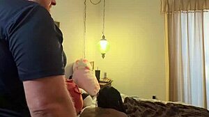 Homemade Ebony Wife Fucks on Bed Calls Husband