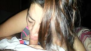 wife's deep blowjob leaves him begging for more cum