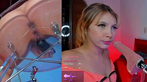 colombian slut moans as machine sucks and vibrator pounds pussy