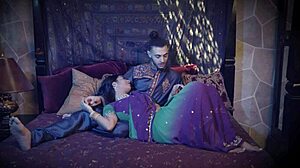 queen jasmine teases prince adonis with footjob foreplay sensual kisses and tight pussy ride