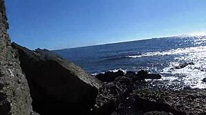 African beach prostitute shows off her good shaking ass!