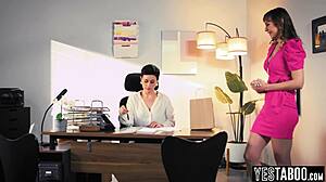 boss tricks assistant into fucking her huge dick husband office kink