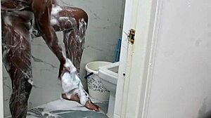 Lucky asian boy showers with huge tits irani milf ebony curves 🛁🍑💦