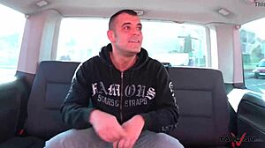 sloppy czech blonde slut rides huge cock in public car backseat