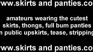 flashing my petite teen pussy under skirt gets me dripping wet 😍 panties off upskirt lingerie tease babe 🔥