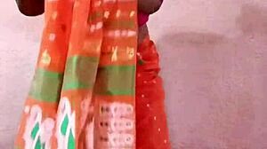 saree clad chubby indian bbw curves tease in homemade beauty showcase