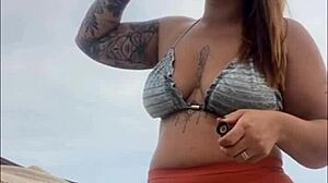 Beach flashing has my African pussy swollen and wet for cock now