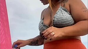 Beach flashing has my African pussy swollen and wet for cock now