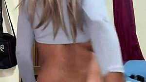 damn this trans babe milks huge load at home