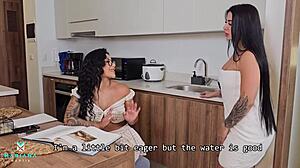 teacher mariana martix fucks student silvana lee's curvy mom hard. homemade latina big tits action explodes