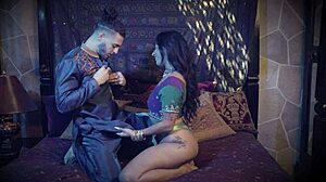 queen jasmine teases prince adonis with footjob foreplay sensual kisses and tight pussy ride