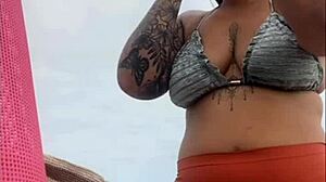 Beach flashing has my African pussy swollen and wet for cock now