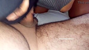 Big ass ebony milf wife sits deep on massive cock