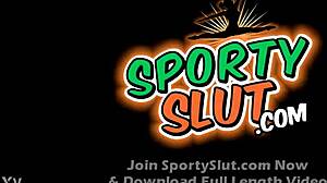 beautiful teen brunette gym yoga cameltoe puffy big tits ass