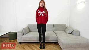 Fit18 Lilly Mays tall skinny Latvian redhead casting bodysuit tease 😘🔥💋