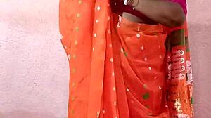 saree clad chubby indian bbw curves tease in homemade beauty showcase