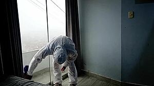 hey cleaner guy your dick got hard on my shower so i bent over and took it doggystyle from the stranger