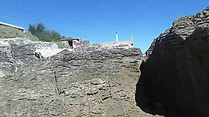 African beach prostitute shows off her good shaking ass!