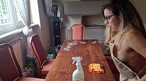 cleaned neighbor's table and dropped my panties... will he notice my big ass?