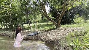 albina bares it raw fucking stranger jerking in wild outdoors