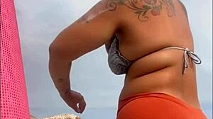 Beach flashing has my African pussy swollen and wet for cock now