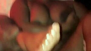 imagine those pretty ebony toes up while bbc stretches her juicy tits