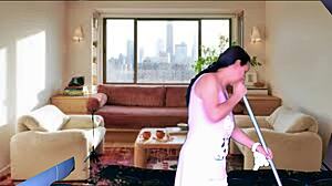 Cleaning lady strips and teases before wild sex preview