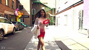 control her public office flashing in sheer lingerie pantyhose