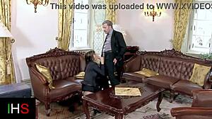 Old Man Pounds Beautiful Brunette's Tight Ass!