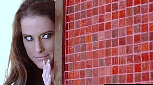 Sofie Marie's sloppy deepthroat drenches studs cock before riding action