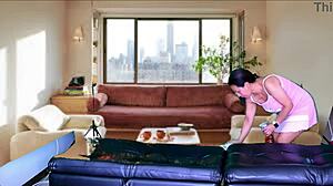 Cleaning lady strips and teases before wild sex preview