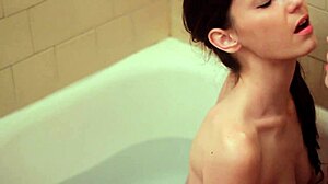 alice march and rilee marks share a steamy bath as kissing lesbian teens