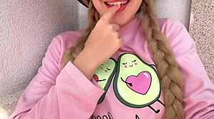 Neighbor spies horny squirting in garden—blonde babe goes wild outside