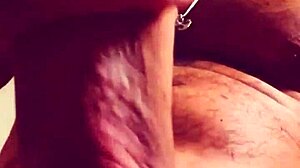 warming up huge homemade cock solo handjob before work