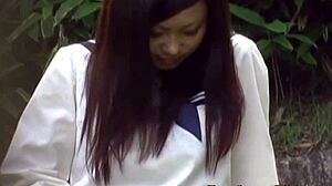 voyeur catches asian fingering shaved pussy till golden shower sprays