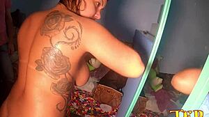 bibi tsunami showers as rebecca santos preps big ass anal